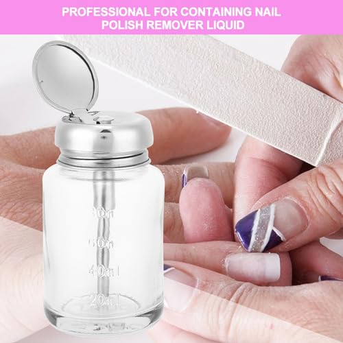 Hamwesh Pompa do Zmywacza do Paznokci, 80 Ml Szkła Profesjonalne Prasowanie Dozownika Pompy do Zwolnienia Paznokcia Dozownik Usuwania Alkoholu Acetone (Naciśnij butelkę)