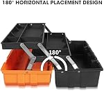 Torin ATRJH-3430T 17" Plastic 3-Layer Multi-Function Storage Tool Box with Tray and Dividers, Black/Orange