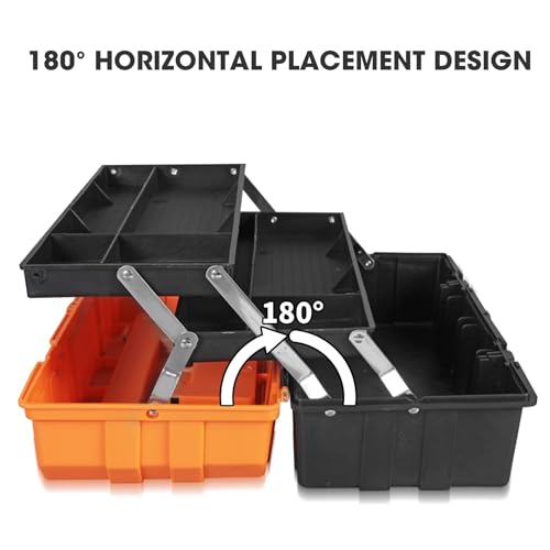 Torin 17-Inch Plastic Tool Box,3-Tiers Multi-Function Storage Portable Toolbox Organizer, Black/Orange ATRJH-3430T by Torin - Image 4