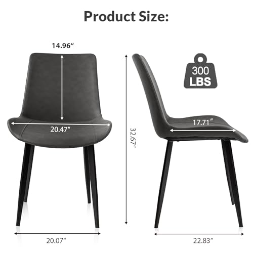 Image of Modern Dining Chairs Set of 8, PU Leather Dining Room Chairs, Upholstered Kitchen Chairs with Ergonomic Backrest & Sturdy Metal Legs, Grey