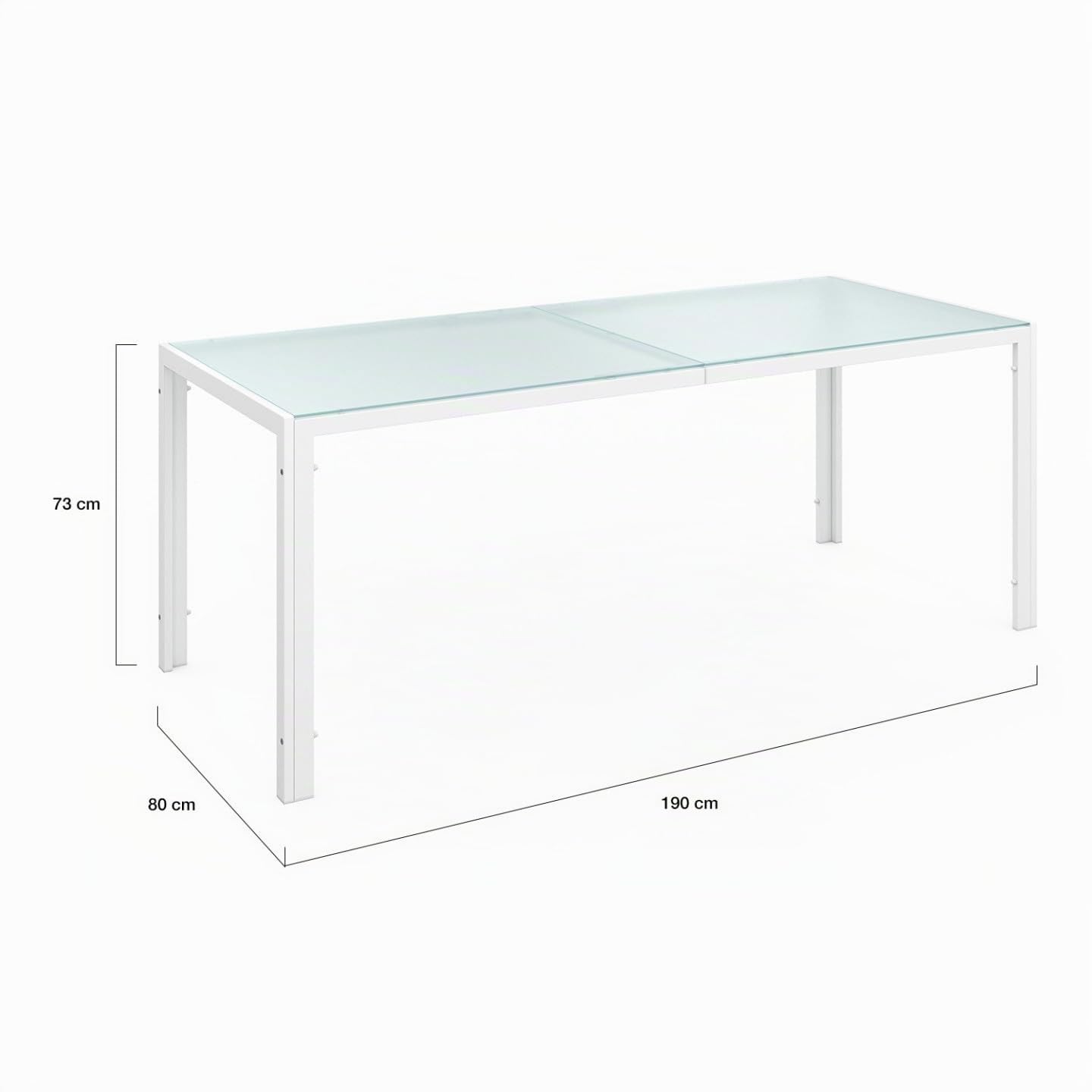 IDMarket – Salón de jardín Madrid Mesa 190 cm y 8 sillas apilables blanco y beige