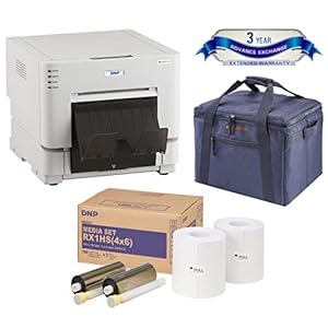 DNP DS-RX1HS Compact Event Photo Booth Portrait Printer Essential Bundle Print Media 4×6-inch, 2 Rolls + Slinger Padded Printer Carrying Case 3 Year Extended Warranty