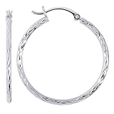 Pendientes de aro redondos de oro blanco de 14 quilates, diámetro de 25 mm