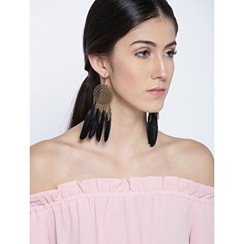 Luxuria Antique Feather Glitzy Drop Earrings