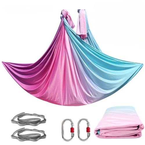 Aerial Yogatuch Hängematte | Vertikaltuch | Trapez Schaukel | Yogatuch zum Aufhängen | Aerial Silks | Akrobatik Tuch | Yoga Schaukel Hochelastischer Stretching Band für Erwachsene(5M*2.8M) (5)