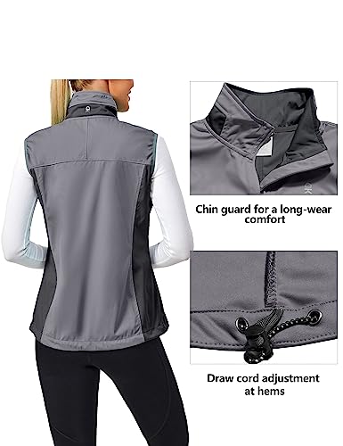 Little Donkey Andy Women's Lightweight Softshell Vest, Windproof Sleeveless Jacket For Runing, Hiking, Cycling, Golf（Gray M） #TOP3