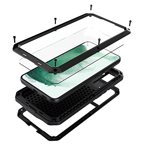 Marrkey for Galaxy S22 Plus Case,Full Body Protective Heavy Duty Shockproof [Tough Armour] Aluminum Alloy Metal Military Case with Silicone Built-in Screen for Samsung Galaxy S22+ 5g 6.6" - Black