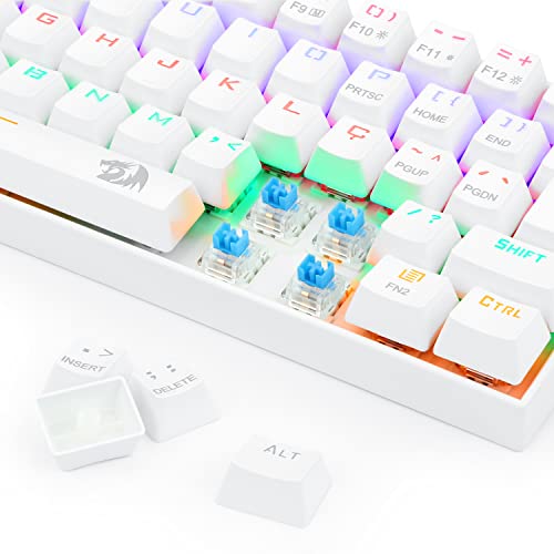 Teclado Mecânico Gamer Compacto Redragon Lakshmi Lunar White Iluminação Rainbow Switch Azul ABNT2 K6