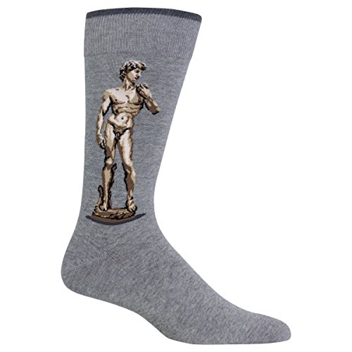 Hot Sox Men's Famous Artist Series Novelty Crew Socks, David (Grey), Shoe Size: 6-12