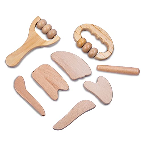 Allshow Wood Facial Therapy Kit, 8 Pcs Maderoterapia Facial Kit, Wood Therapy Set For Face And Body, Wooden Face Sculpting Set- Aging Wrinkles, Puffiness Facial Skin Massager #TOP9
