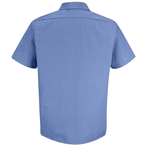 Image of Red Kap Men's Short Sleeve Industrial Stripe Work Shirt, Petrol Blue /Navy