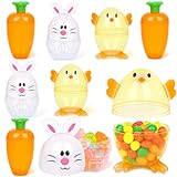 JOFONY 9 Pcs Easter Eggs Shell Bunny Chick Shaped Novelty Themed Characters for Easter Egg Hunt, Basket Stuffers Filler, Fillable Shells, Party Supplies