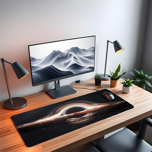 Image of Black Hole XL Extended Gaming Mouse Pad | XXL Large Desk Mat 60x30cm for Laptop & PC | Non-Slip Rubber Base, Waterproof, Durable & Smooth Surface | Office, Gaming & Study