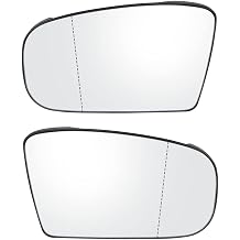 Replacement Side Mirror Glass Heated with Back Plate, Rearview Power Heated Mirror Glass, Compatible with Mercedes Benz S-Class W220 1998-2002 CL-Class W215 2000-2003, White Pair
