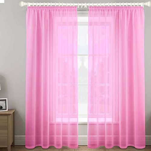 Megachest gathering tape voile curtain(CANDY PINK W 56" x L 90" (2 Panels)