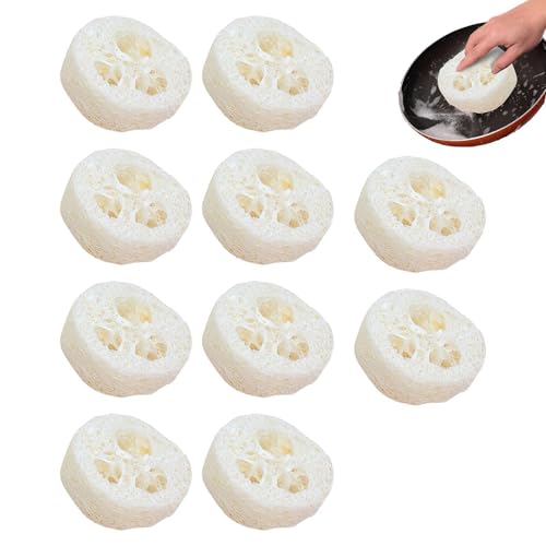 Kioriur Lot De 10 Coupes De Luffa Naturelles Réutilisables Pour éPurateur éPonge Plus Propre, Boîte à Savon En Loofah Faite à La Main Outils Nettoyant éPonge Porte-Savon