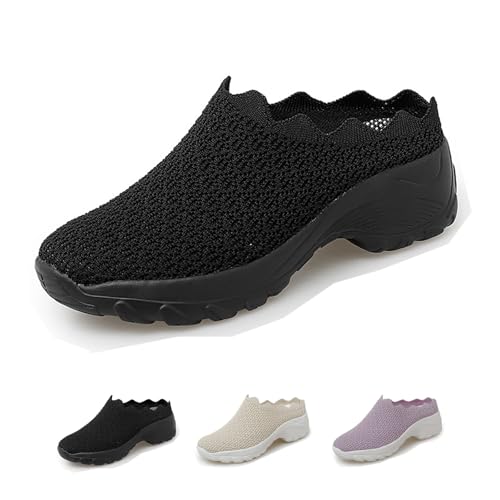 Women's Slip On Sneakers Walking Shoes,Summer Backless Breathable Platform Clog Slippers with Arch Support Lightweight Non-Slip Walking Shoes