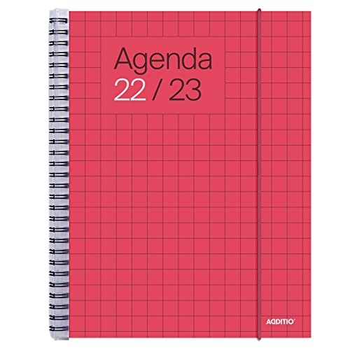 Additio - Agenda Universal Curso 2022-2023 Semana Vista 16.5 X 21.5 Rojo Castellano En Oferta Additio A142-Sv Agenda Universal Setmana Vista Rojo