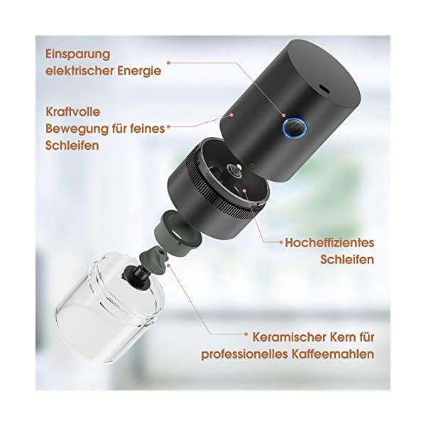 XIAZIR Kaffeemühle Elektrisch Gewürzmühle Leistungsstarker Motor Verstallbar Mahlgrad 30g Füllmenge Mühle für… – Bild 4