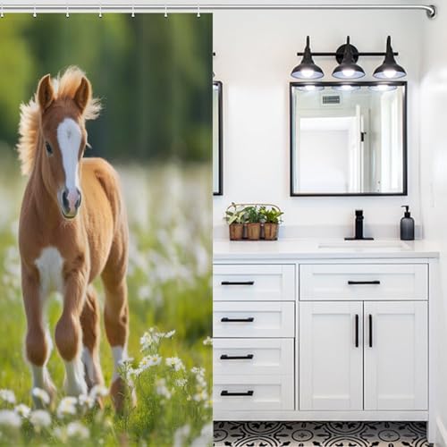 Rideau de douche cheval en polyester lavable 122x183cm - 5