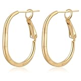 ToHeart 14k Gold Hoop Earrings for Womens Rectangle Hoop Earrings Gold Plated Small Hoops
