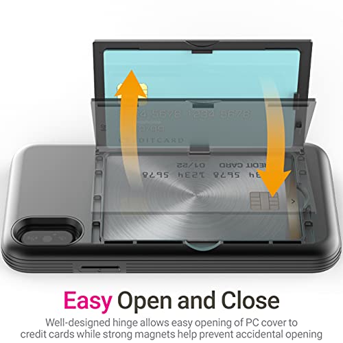 Just4You For Iphone Xs Max Case With Card Holder Kickstand Protective Dual Layer Bumper Cover (Black) Cs_Br_Oc_Ixsm_Bk #TOP2