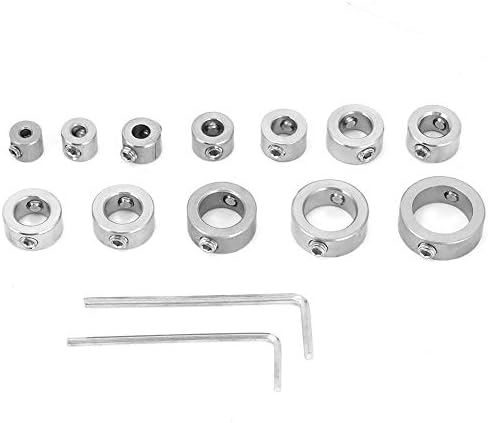 Drill Bit Depth Stop Collar Kit Set 12pcs 3-16mm Stainless Steel Drilling Limit Ring with Hex Wrench
