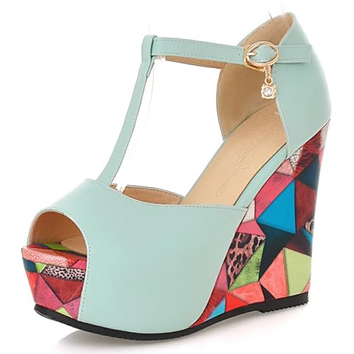 Gicoiz Platform Wedge Women Peep Toe Ankle Strap Sandals - Main Image