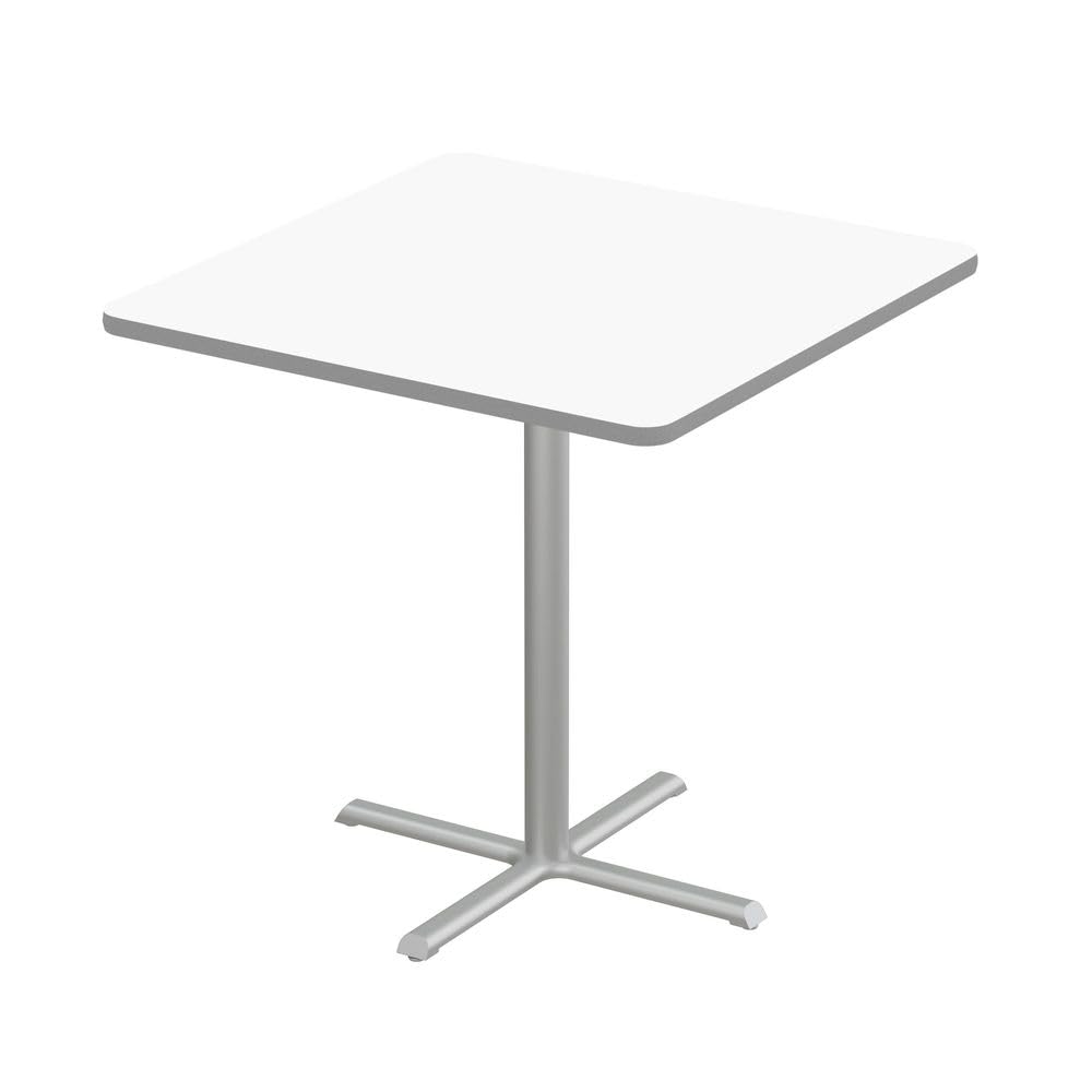 Correll 42" Square Cocktail Bistro 42" High Table, Standing or Stool Pub Height, White Markerboard/Dry ERAS Durable High Pressure Laminate Top, Gray Stamped Steel Base, Made in The USA