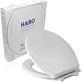 HARO | ROUND Toilet Seat | Heavy-Duty up to 550 lbs Capacity | Slow-Close-Seat | Quick-Release & Easy Clean, Fast-Fix-Hinge, No-Slip Bumpers, White | Advanced (PP) | 16.5" x 14.5" x 2.32"