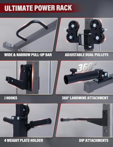 Image of MAJOR FITNESS Drone3 Smith Machine, 2500lbs All-in-One Home Gym Power Rack with Dual Pulley System for Cable Crossover, Pull-Up Bars