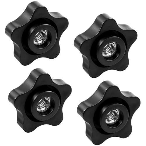 Alrhso 5/16 Star Knobs Wing Nut, 4 Pcs 5/16 Female Thread Knob, Black Star Nut Knob
