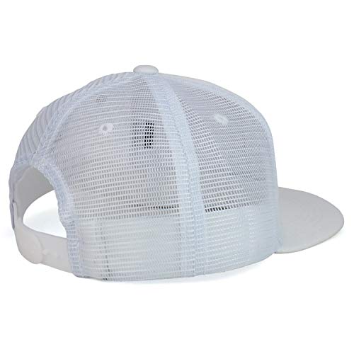 Armycrew Boné de caminhoneiro infantil infantil preto e branco com remendo com aba reta reta, Branco