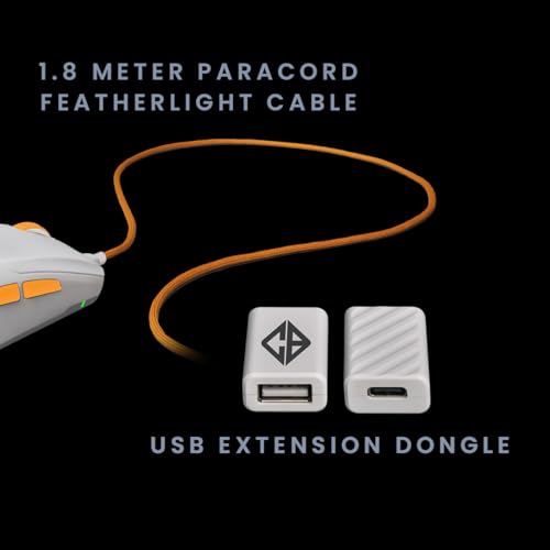 Image of Cosmic Byte Atlas Tri-Mode Gaming Mouse with 12000 DPI PixArt PAW3311 Sensor, 1000Hz Polling Rate, 57g Lightweight, PTFE Feet, Paracord Cable, 20M Clicks, 500mAh Battery (White)