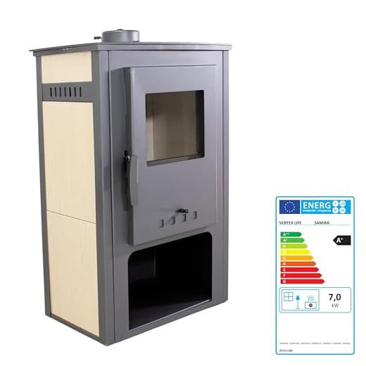 EIDER BIOMASA – Estufa de Leña Samira – 10,56 kW – Compacta 83x41x51 cm – Calienta hasta 150 m³ – para Troncos Grandes – Eficiencia 85,74% – Clase A – Diseño Robusto y Elegante