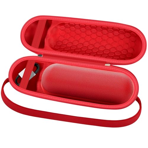 Casmilee Speaker Case for Beats Pill Bluetooth Speaker and Portable Wireless Charger, for Beats Pill Accessories Storage Bag, with Shoulder Strap for Outdoor Traveller - Case Only (Red)