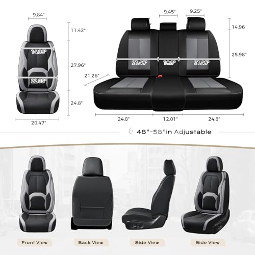 Image of Coverado Seat Covers, Premium Nappa Leather Car Seat Covers Front Seats, Waterproof Car Seat Protector with Lumbar Support, Front Driver Seat Covers Universal Fit for Most Cars (Black&Gray)