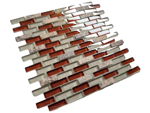 Volcano Red Crystal Glass Mosaic Tile Brick Pattern (Glossy&Matte) For Bathroom And Kitchen Walls Kitchen Backsplashes #TOP7