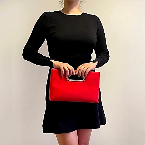 Image of Top Handle Faux Suede Clutch