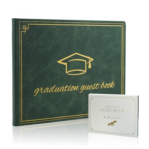Image of Graduation Guest Book 2026 - Memory Scrapbook for College Gifts Graduation, Guest Book for Graduation Party Sign-In with Custom Message 120 Pages, 7x9 Inch Elegant Graduation Yearbook (Green)