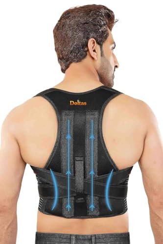 Image of DOLTAS Posture Corrector for Men & Women - Adjustable Back Brace with Lumbar Support, Shoulder Support & Waist Belt for Pain Relief & Better Posture