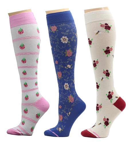 Image of Dr. Motion 3 Pairs Therapeutic Graduated Compression Women's Knee-hi Socks