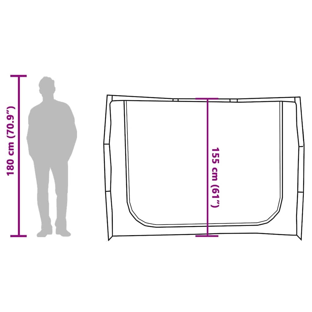 Tienda auxiliar gris impermeable de poliéster con revestimiento de poliuretano, 220 x 79 x 155 cm, ligera con doble cremallera, para camping, familia, exteriores, festivales y trekking