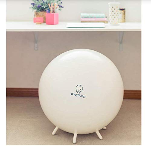 Baby Bump | Birthing Ball with Base Legs | Prenatal Fitness | Balance and Stability | Labor and Delivery | Pregnancy Comfort | Postpartum Exercise Ball Pump Included | Baby Blue
