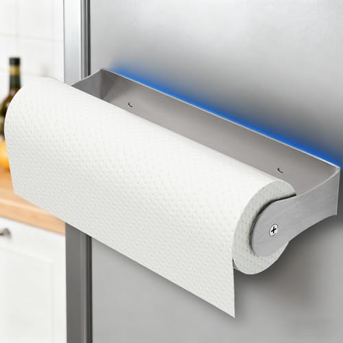 Image of PAROTO Magnetic Paper Towel Holder for Fridge, Silver Paper Towel Holder for Kitchen, Strong Magnet for Refrigerator, RV, Garage, BBQ, No Drilling, Kitchen & Bathroom Organizers and Storage