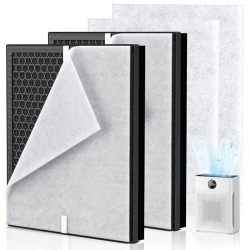 Image of PR1 Replacement Filter for Mooka PR1 Air Purifier for Home Large Room up to 2200sq.ft, HEPA Activated Carbon, with 4Pcs Washable Filter for Pets, PM 2.5, Pollen, 2 Packs