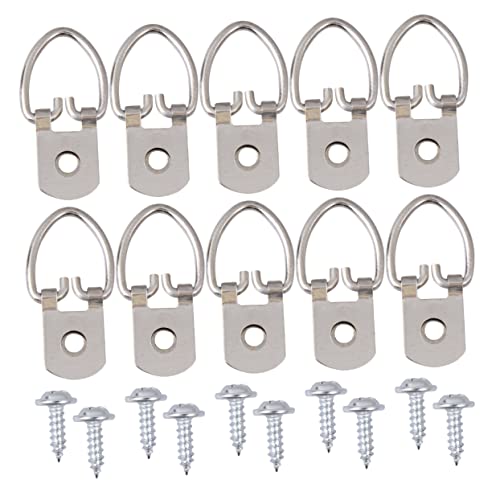 Image of Operitacx 200pcs D Ring Picture Hanging Hooks with Screws Wall Fixing Hardware for Photos Artwork and Paintings Durable Heavy Duty Wall Hooks for Easy Installation and Secure Display