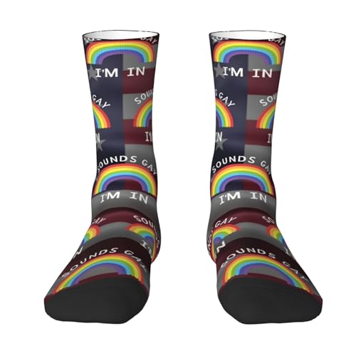 Sounds Gay I'm in Adult Polyester Crew Socks Breathable Moisture-Wicking Athletic Running Gym4