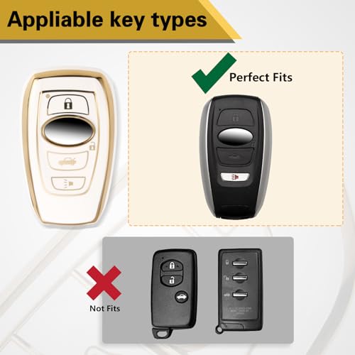 Image of Key Fob Cover for Subaru, Rhinestone Loop Keychain Case, Gold Edge