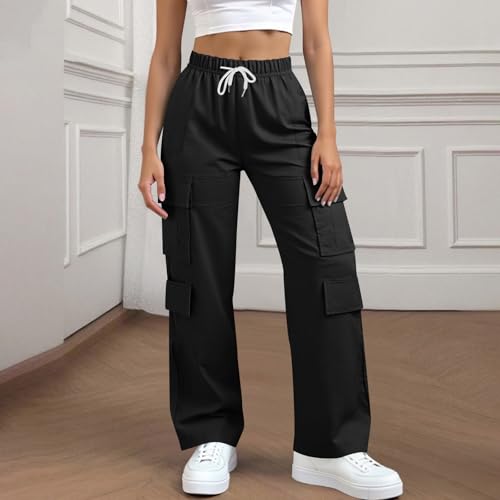 Cargo Pants Women Baggy Elastic High Waisted Pants Casual Wide Leg Trousers Streetwear Outfits with Pockets2